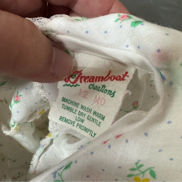 Vintage Dreamboat Floral Baby Dress with Lace Trim size 12 months - Picture 5 of 5